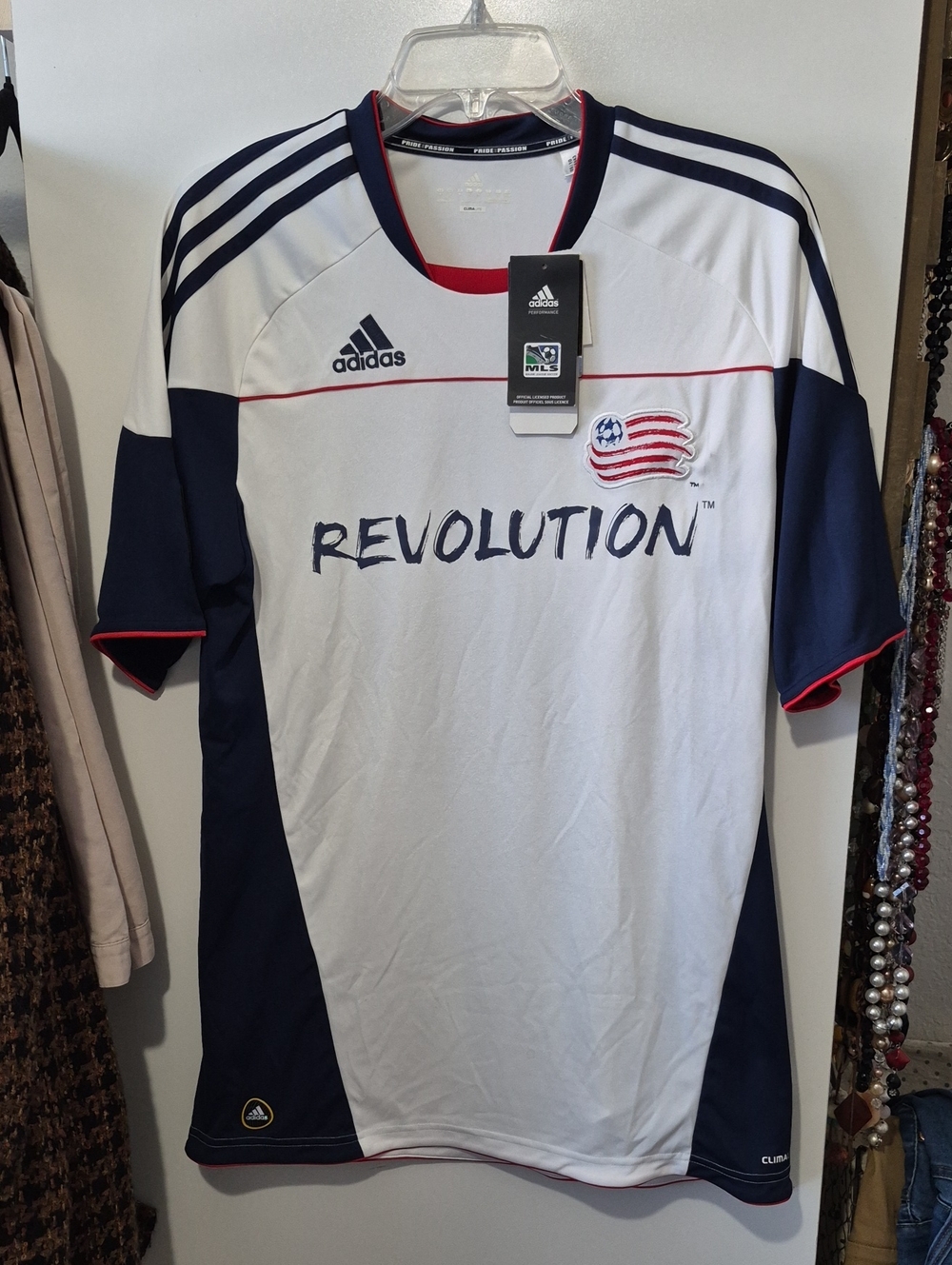 adidas Men's White and Navy New England Revolution Soccer Jersey